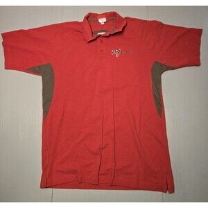 NFL Tampa Bay Buccaneers Football Embroidered Polo Red Shirt Mens Sz L